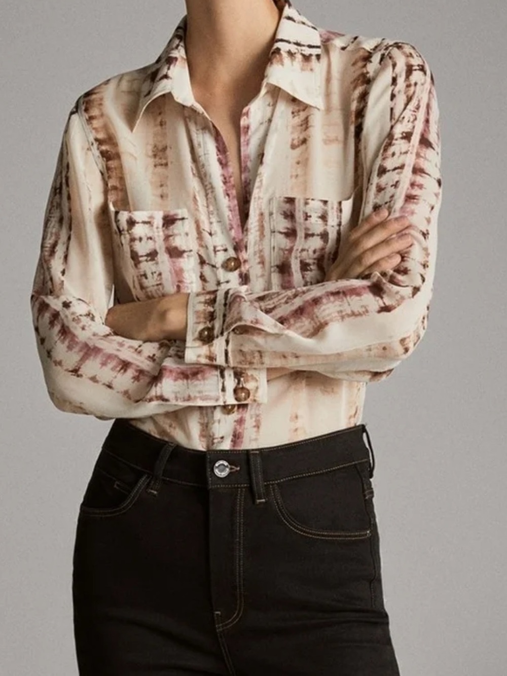 Massimo Dutti Sheer Animal Print Button Down Blouse 4